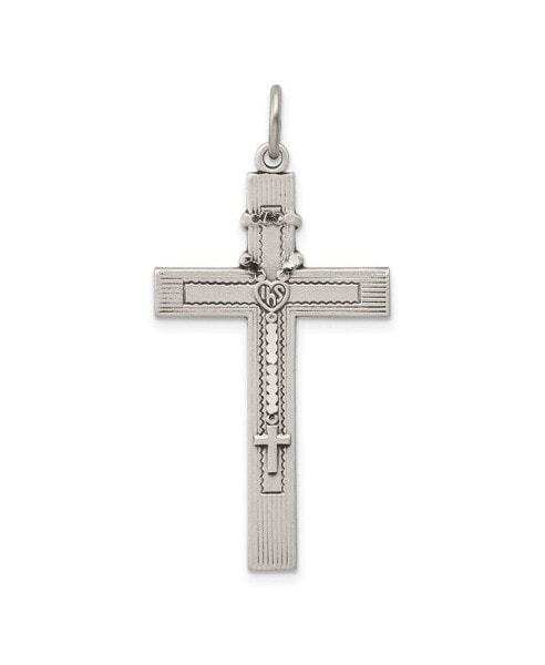 Diamond2Deal sterling Silver Antiqued Rosary Cross Pendant