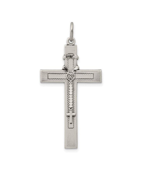 Sterling Silver Antiqued Rosary Cross Pendant