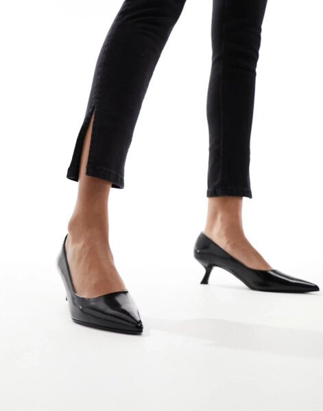 & Other Stories leather pointed heeled pumps in black