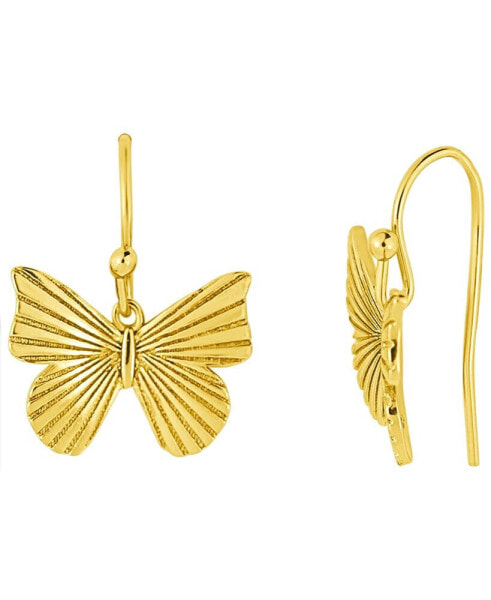 Textured Butterfly Drop Earring in 18K Gold Plated Brass