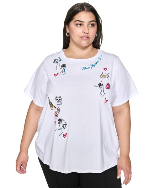 Футболка KARL LAGERFELD plus Size с вышивкой, созданная для Macy's