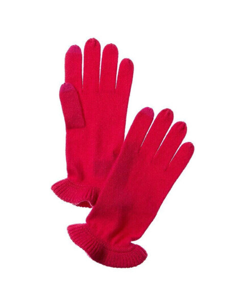 Forte Cashmere Ruffle Cashmere Gloves Women's Red