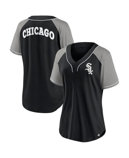 Women's Black Chicago White Sox Ultimate Style Raglan V-Neck T-shirt