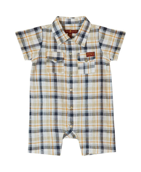 7 For All Mankind 271787 Baby Boys Plaid Romper 12M
