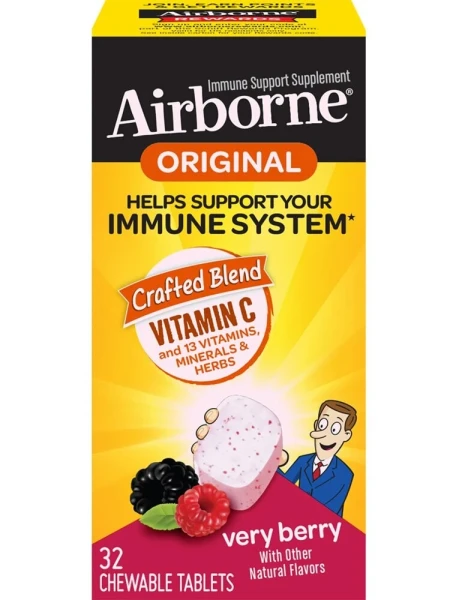 Airborne Immune Support Комплекс для укрепления иммунитета с витамином С Е и цинком 32 жевательных таблеток 925₽