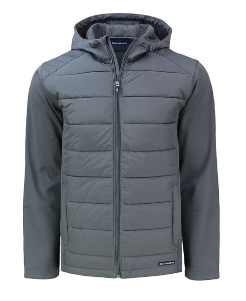 Утепленная мужская куртка с капюшоном Cutter & Buck Evoke Hybrid Eco Softshell Recycled Full Zip Big & Tall