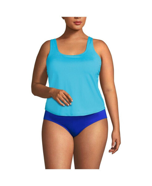 Women's Chlorine Resistant One Piece Scoop Neck Fauxkini Swimsuit