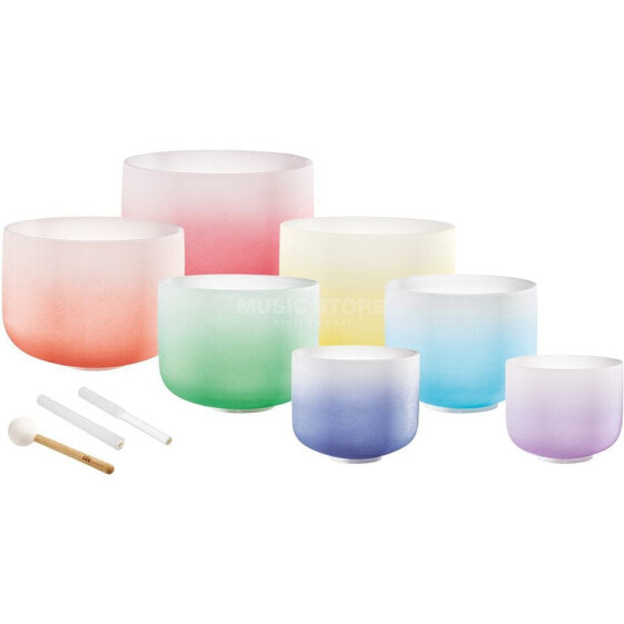 Meinl CSBCSETCHA Crystal Singing Bowl Chakra Set Colorfrosted, 440 Hz