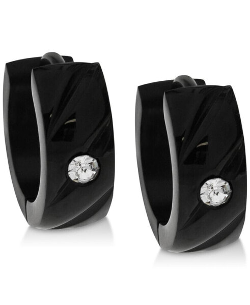 Men's Black-Tone Stainless Steel & Cubic Zirconia Small Hoop Earrings s