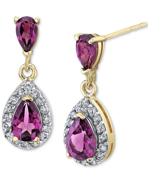 Rhodolite Garnet (1-5/8 ct. t.w.) & Diamond (1/4 ct. t.w.) Drop Earrings in 14k Gold