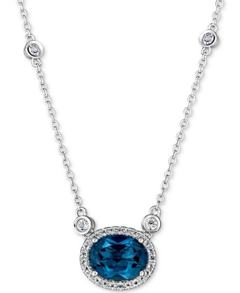 Macy's blue Topaz (2 ct. t.w.) & White Topaz (1-1/5 ct. t.w.) 18" Pendant Necklace in Sterling Silver