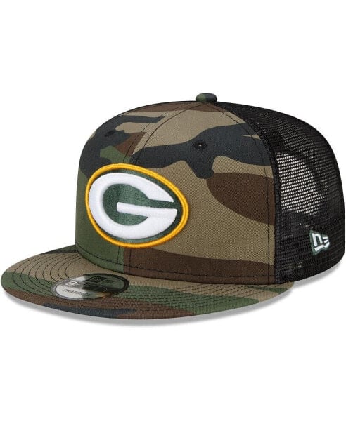 Бейсболка New Era мужская Camo Green Bay Packers Woodland Trucker 2.0 9FIFTY Snapback Hat