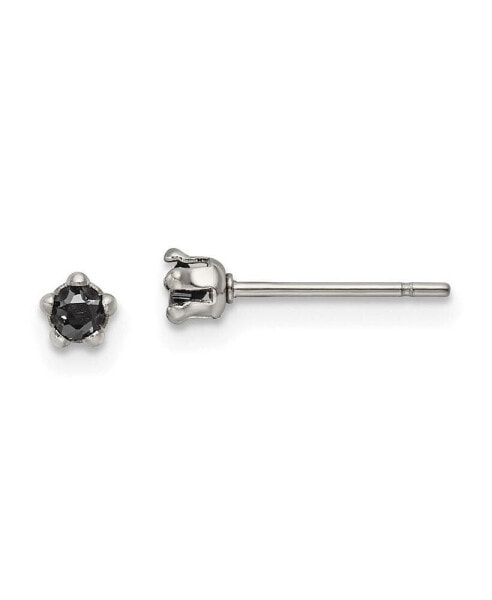 Stainless Steel Polished Black Star CZ Stud Earrings