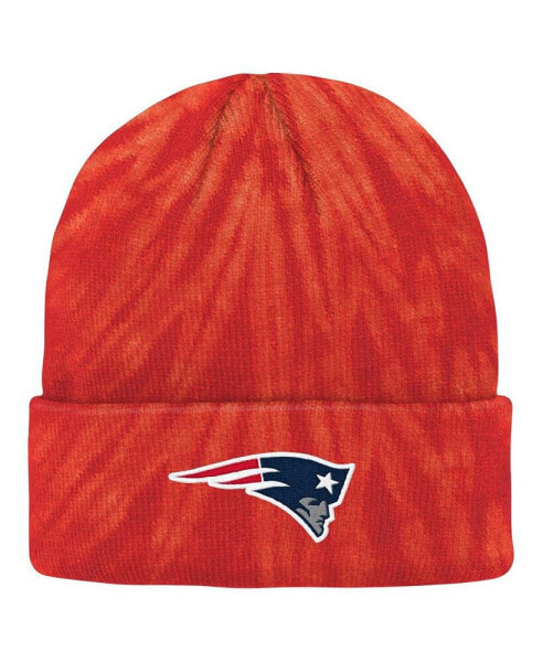 Big Boys and Girls Red New England Patriots Tie-Dye Cuffed Knit Hat