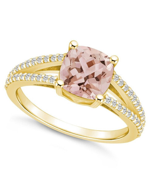 Morganite and Diamond Accent Ring in 14K Yellow Gold