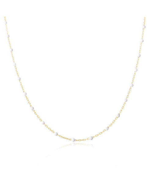 White Bead Chain Necklace 14K Gold