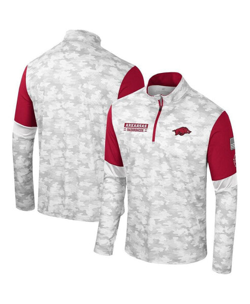 Men's Camo Arkansas Razorbacks OHT Military-Inspired Appreciation Tomahawk Quarter-Zip Windshirt