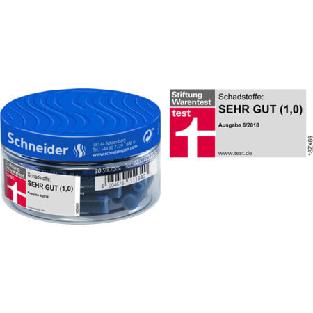 Schneider Schreibgeräte Tintenpatronen - Blau - Behälter - 30 Stück(e)