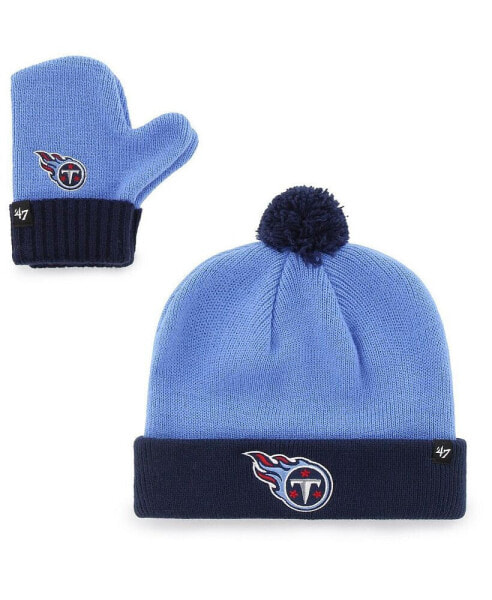 Шапка с отворотом и варежки '47 Brand для малышей Tennessee Titans, голубая/темно-синяя