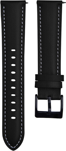 Leather strap with stitching - Black