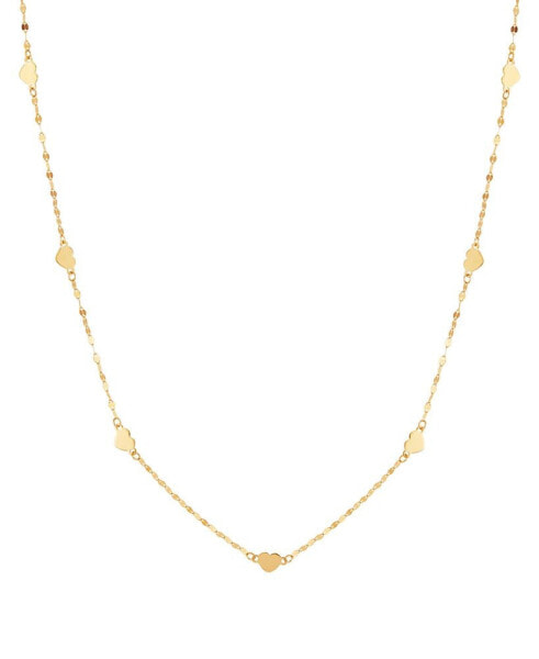 Heart Station 18" Collar Necklace in 14k Gold