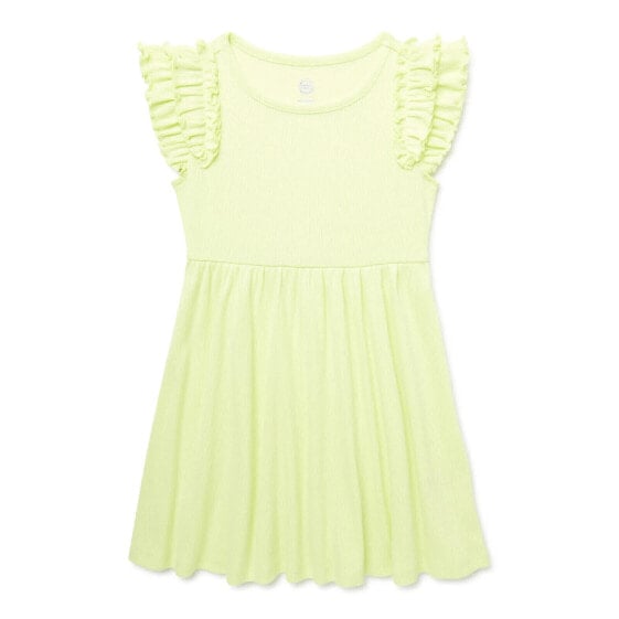 Wonder Nation Play Dress w/ Flutter Sleeves Toddler Girl 5T Lime Green Pullover