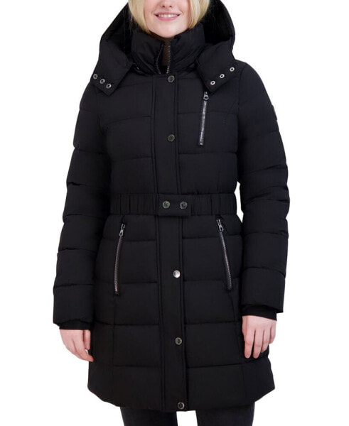 Women's Belted Hooded Puffer Coat