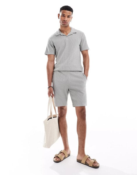 ONLY & SONS co-ord ribbed jersey short in light grey