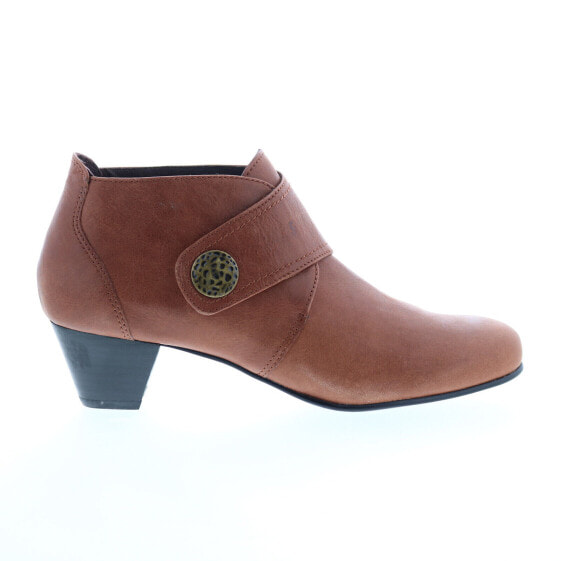 David Tate Status Womens Brown Leather Slip On Ankle & Booties Boots