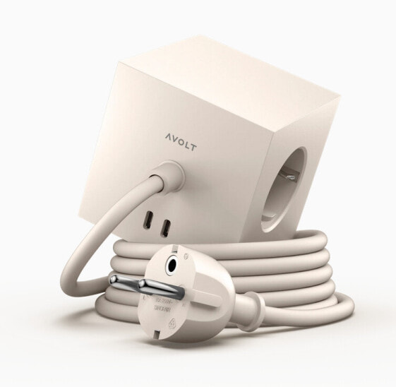 Square 1 Beige 2-Fach USB-C (30W) Design 3 x Steckdose inclusive Magnetplatte