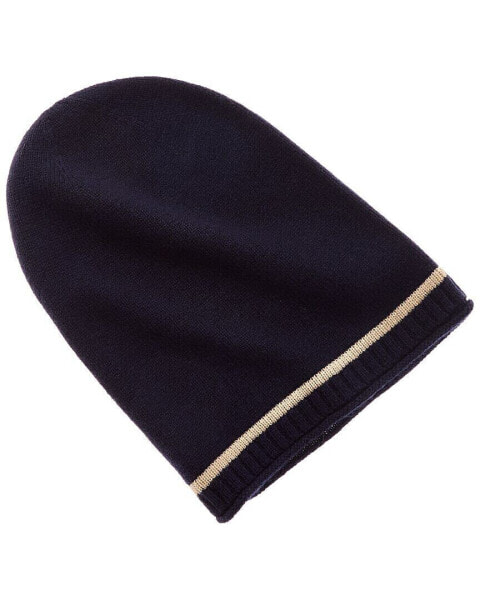 Hannah Rose Jersey Roll Welt Cashmere Hat Women's Blue