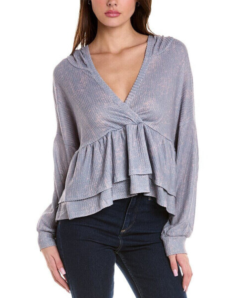 Rosewater Remi Waffle Knit Top Women's Blue S