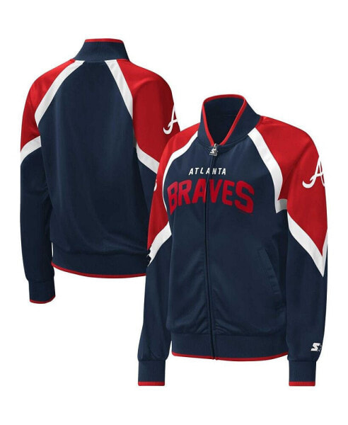 Свитшот Starter женский синего цвета Atlanta Braves Touchdown Raglan Full-Zip Track Jacket