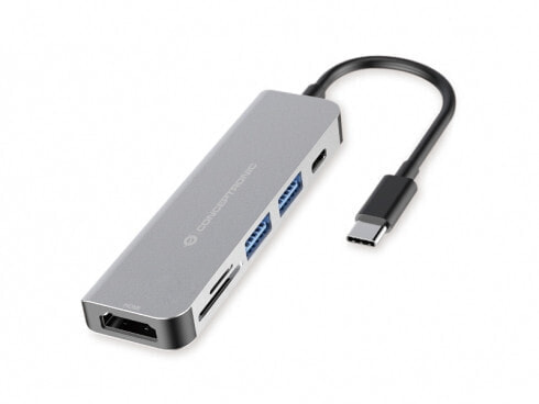 Conceptronic DONN02G - USB 3.2 Gen 1 (3.1 Gen 1) Type-C - HDMI,USB 3.2 Gen 1 (3.1 Gen 1) Type-A,USB 3.2 Gen 1 (3.1 Gen 1) Type-C - MicroSD (TransFlash),MicroSDHC,SD,SDHC,SDXC - 5000 Mbit/s - Aluminum - Aluminum