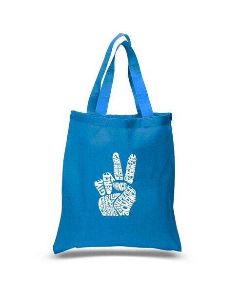 Peace Fingers - Small Word Art Tote Bag