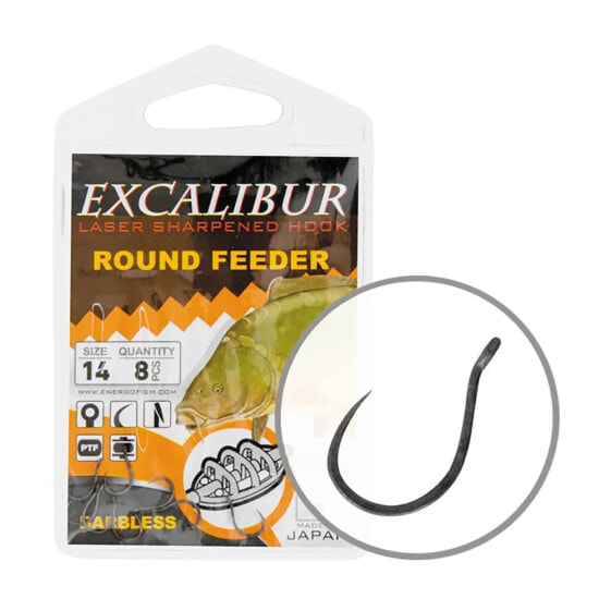 EXCALIBUR Round Feeder Barbless Single Eyed Hook