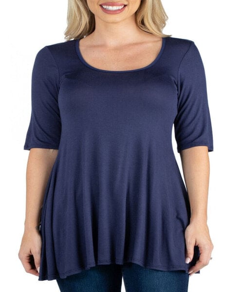 Women's Elbow Sleeve Swing Tunic Top