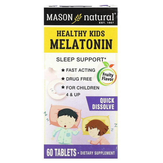 Healthy Kids Melatonin, Ages 4 & Up, Fruity, 60 Tablets