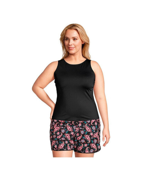 Plus Size Long High Neck UPF 50 Modest Tankini Swimsuit Top