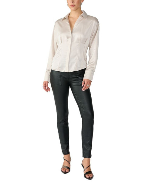 Women's Satin Side-Tied Blouse