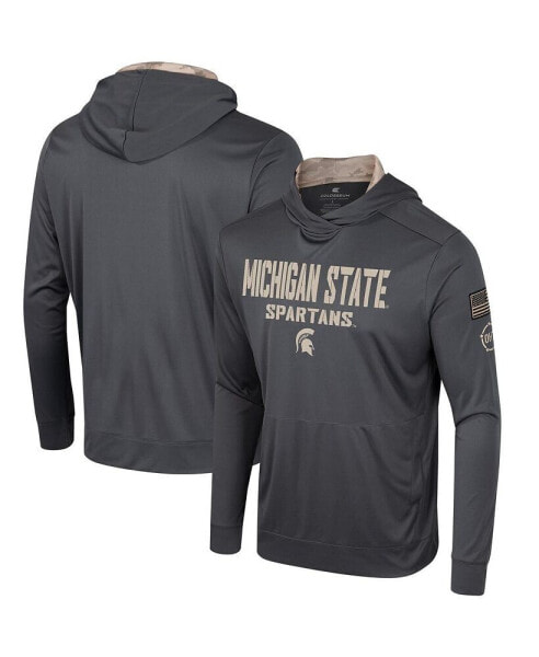 Men's Charcoal Michigan State Spartans OHT Military-Inspired Appreciation Long Sleeve Hoodie T-shirt