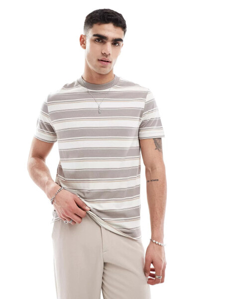 ASOS DESIGN relaxed t-shirt in neutral stripe