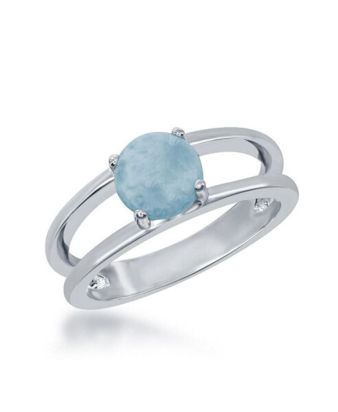 Sterling Silver Round Pronged Larimar Ring