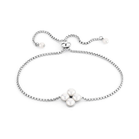 Delicate steel bracelet with synthetic pearls TJ-0514-B-23