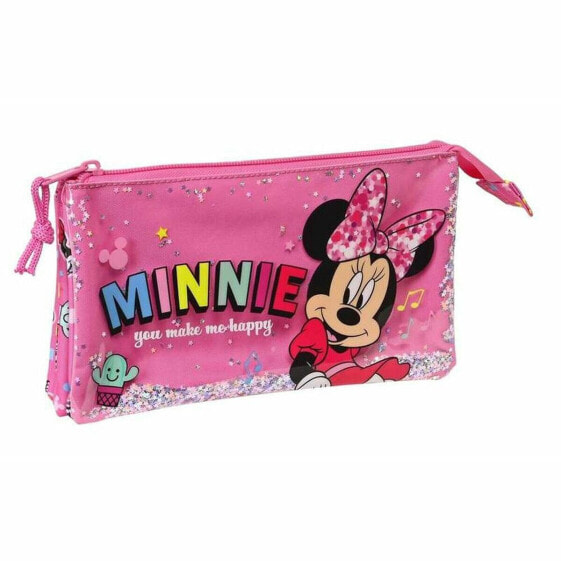 Тройной пенал Minnie Mouse Lucky Розовый 22 x 12 x 3 cm