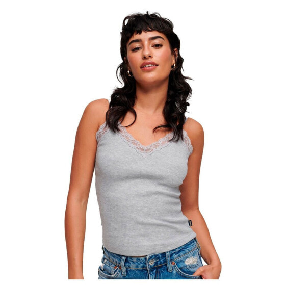 SUPERDRY Vintage Rib Lace Trim sleeveless T-shirt