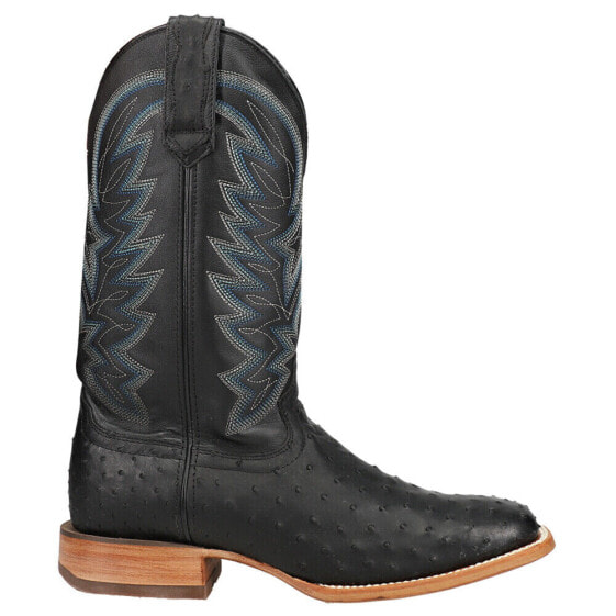 Durango Full Quill Ostrich Square Toe Cowboy Mens Black Dress Boots DDB0273