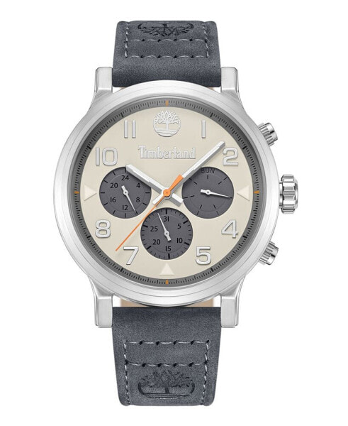 Men's Quartz Pancher Gray Genuine Leather Strap Watch, 46mm