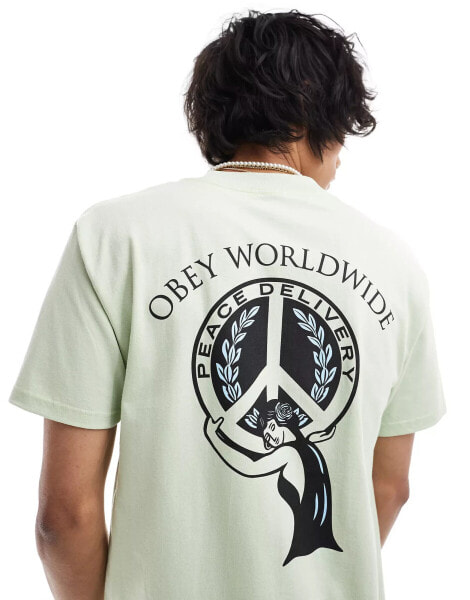 Obey peace delivery graphic t-shirt in green