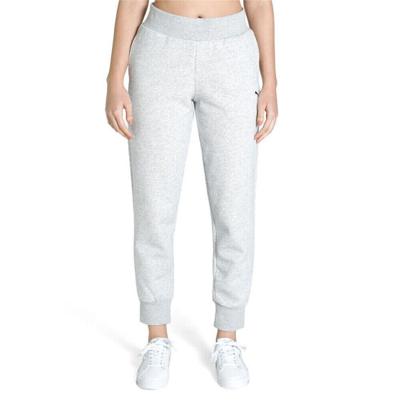 Puma Essentials Logo High Waisted Joggers Womens Grey Casual Athletic Bottoms 58